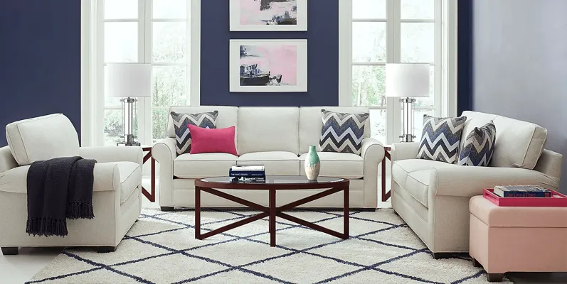 Bellingham Off-White Textured 7 Pc Living Room with Sleeper Sofa