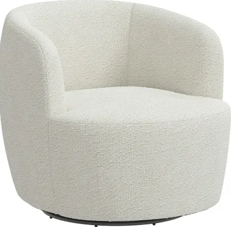 Elloran White Swivel Accent Chair