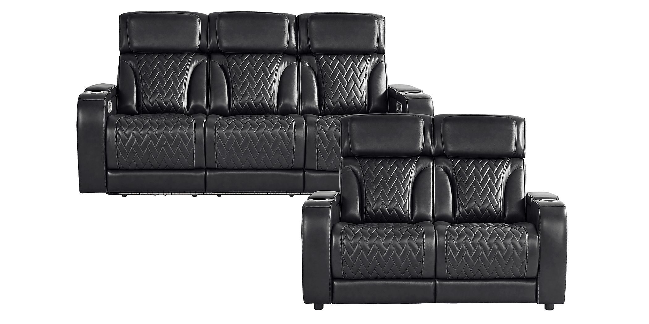 Port Royal Midnight Leather 2 Pc Living Room with Triple Power Reclining Sofa