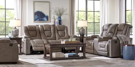 Chief Taupe 6 Pc Dual Power Reclining Living Room