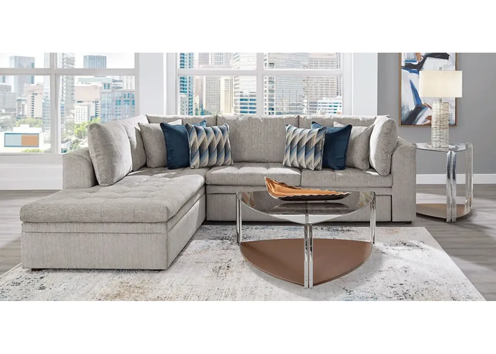 Sheridan Square Gray 5 Pc Sleeper Sectional Living Room