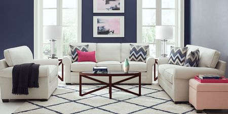 Bellingham Off-White Textured 7 Pc Living Room with Gel Foam Sleeper Sofa