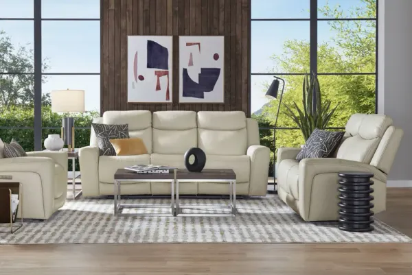 Davidson Platinum Leather 6 Pc Living Room with Dual Power Reclining Sofa