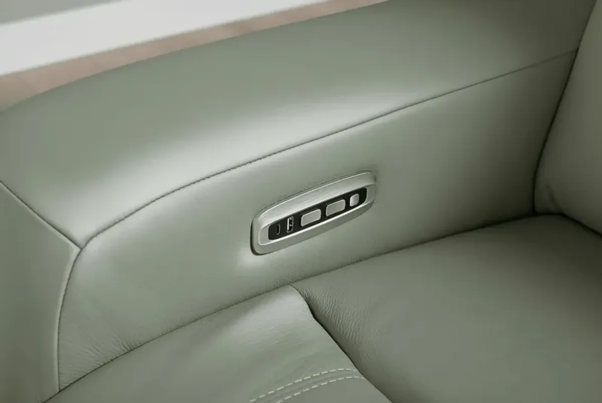 Newport Mint Leather 7 Pc Dual Power Reclining Sectional