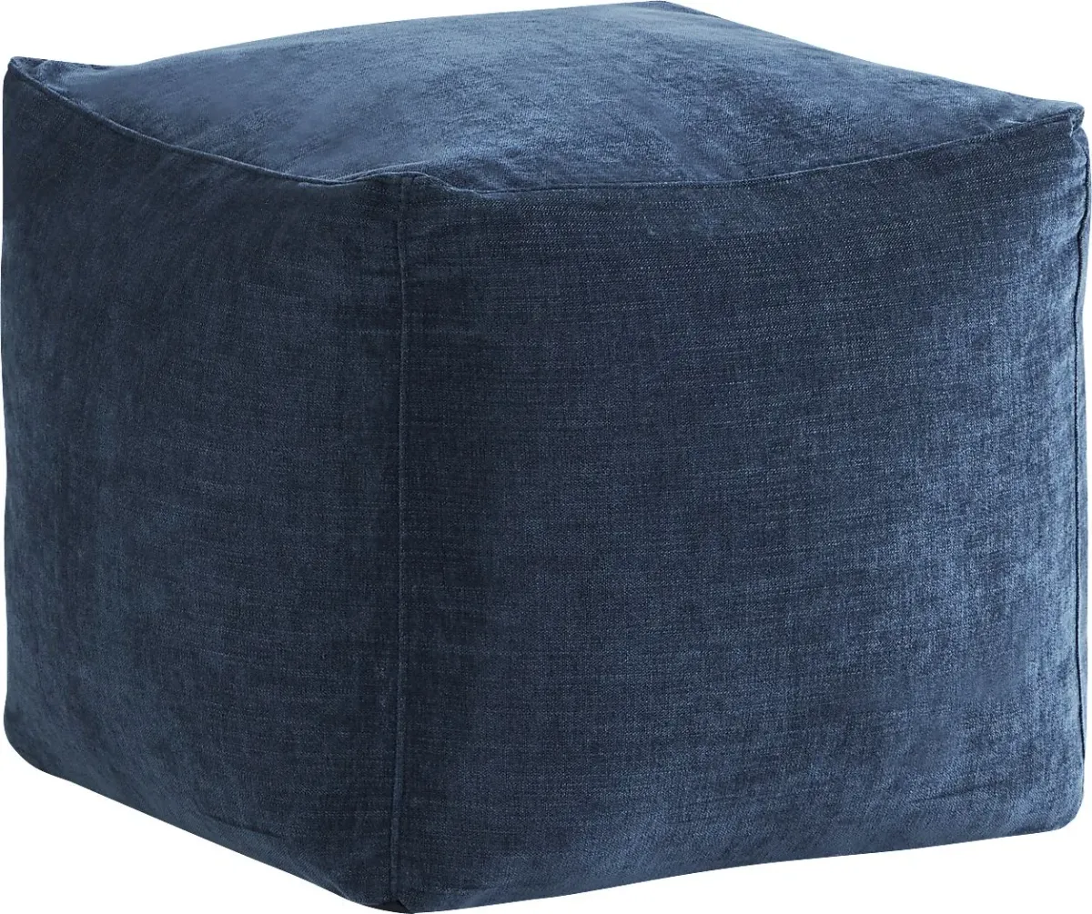 Hanover Indigo Chenille Accent Pouf