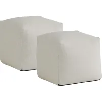 Hanover Off-White Textured Accent Pouf, Set of 2