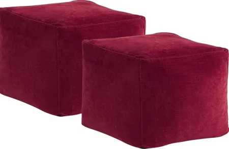 Hanover Ruby Chenille Accent Pouf, Set of 2