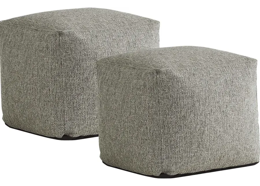 Hanover Gray Textured Accent Pouf, Set of 2