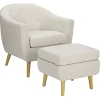 Westrivers Cream Chair and Ottoman Set