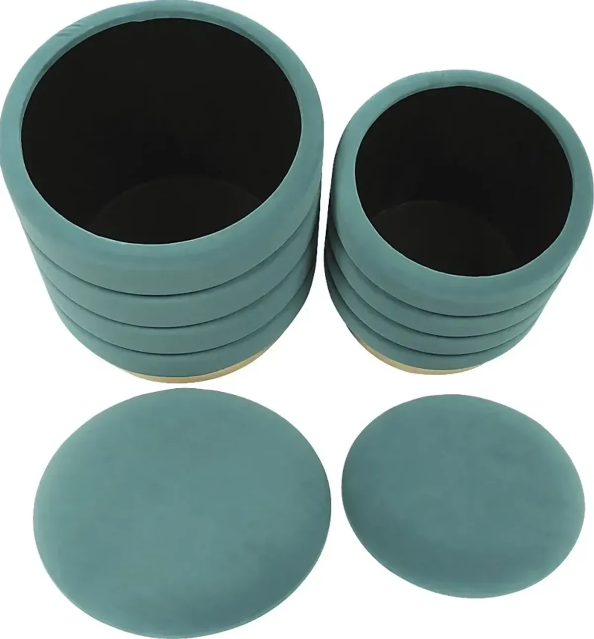 Leyte Teal Storage Ottoman, Set of 2