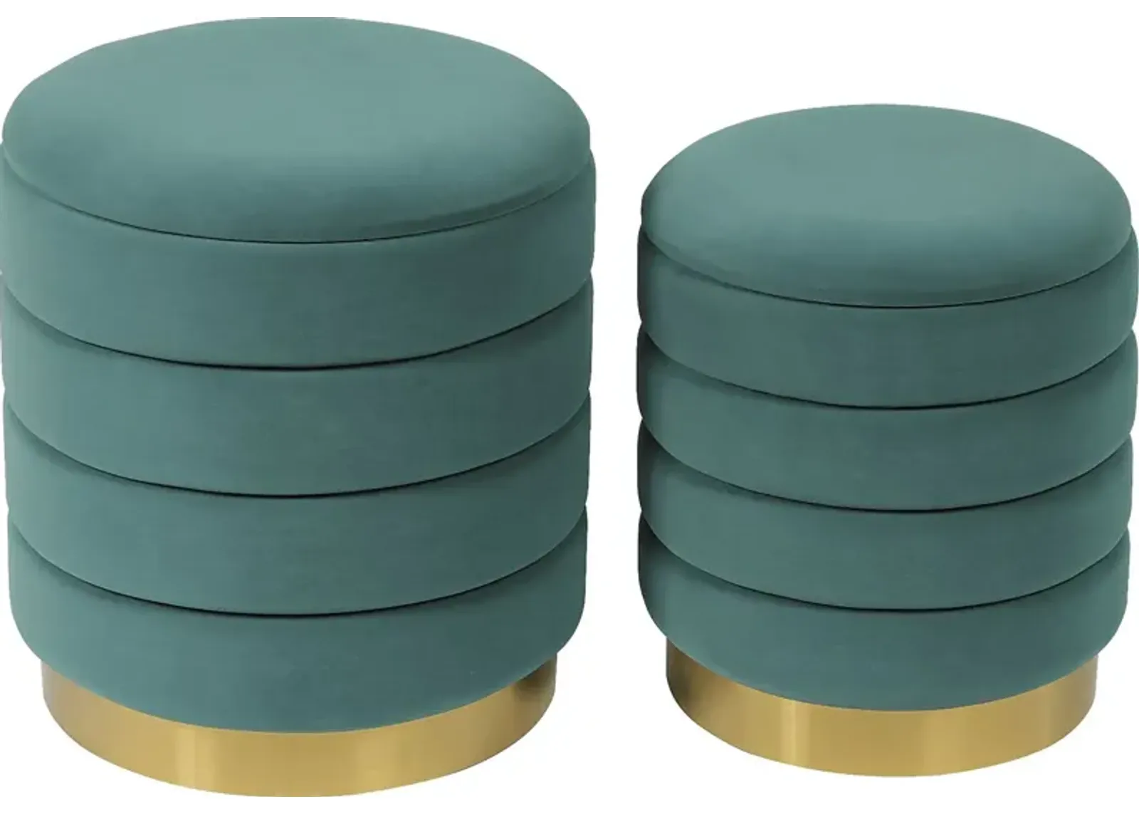 Leyte Teal Storage Ottoman, Set of 2