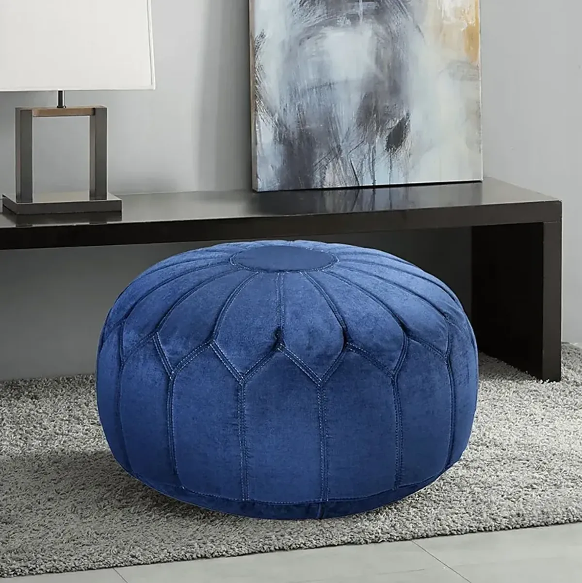 Thistlemont Blue Ottoman