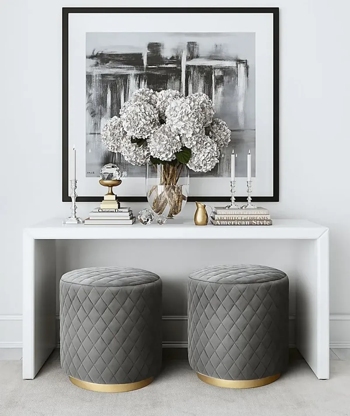 Aberas Gray Ottoman