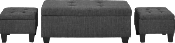 Yoest Charcoal 3pc Storage Ottoman Set