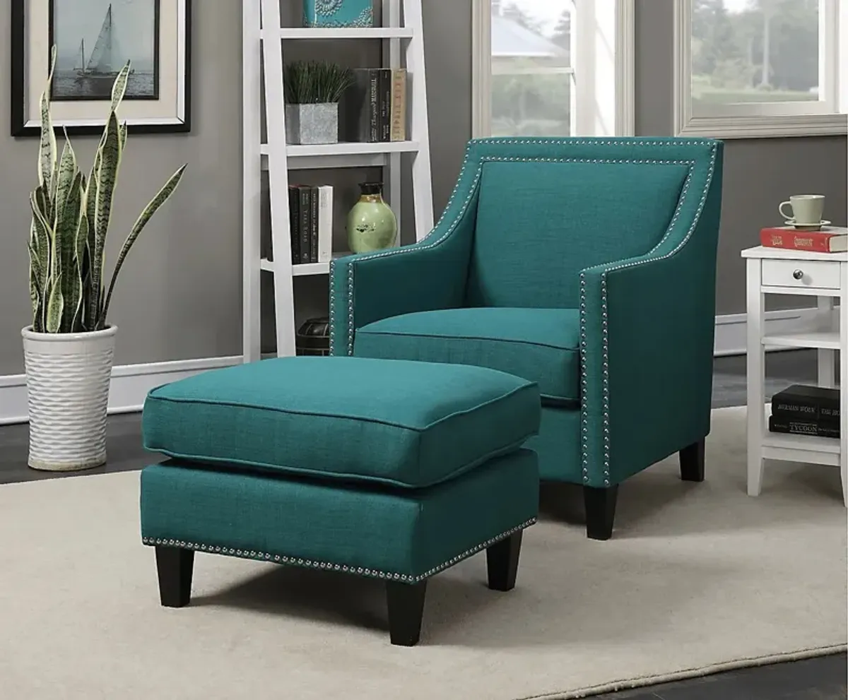 Bazemore Teal Ottoman