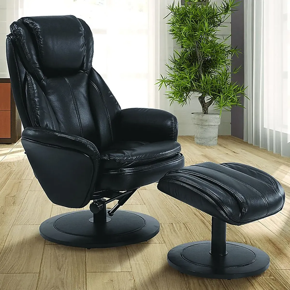 Nimblecreek Black Recliner and Ottoman