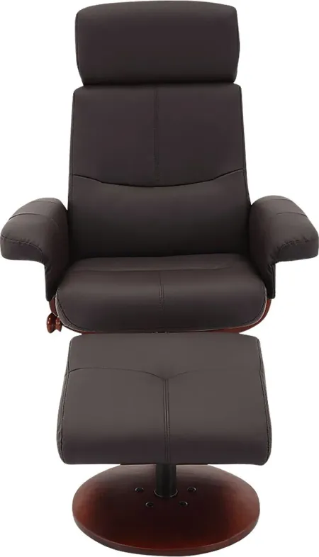 Runelle Brown Recliner and Ottoman
