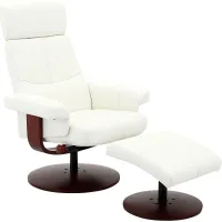 Runelle White Recliner and Ottoman