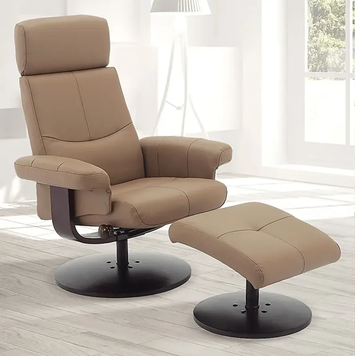 Runelle Tan Recliner and Ottoman