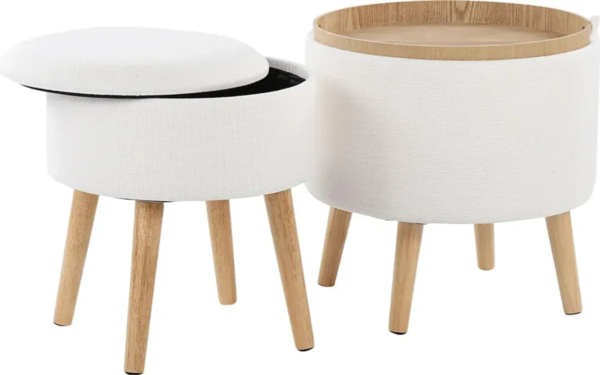 Leverde White Ottoman, Set of 2