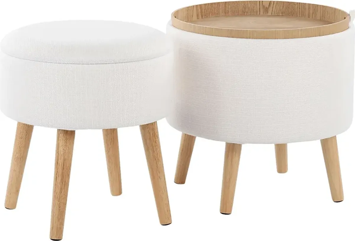 Leverde White Ottoman, Set of 2