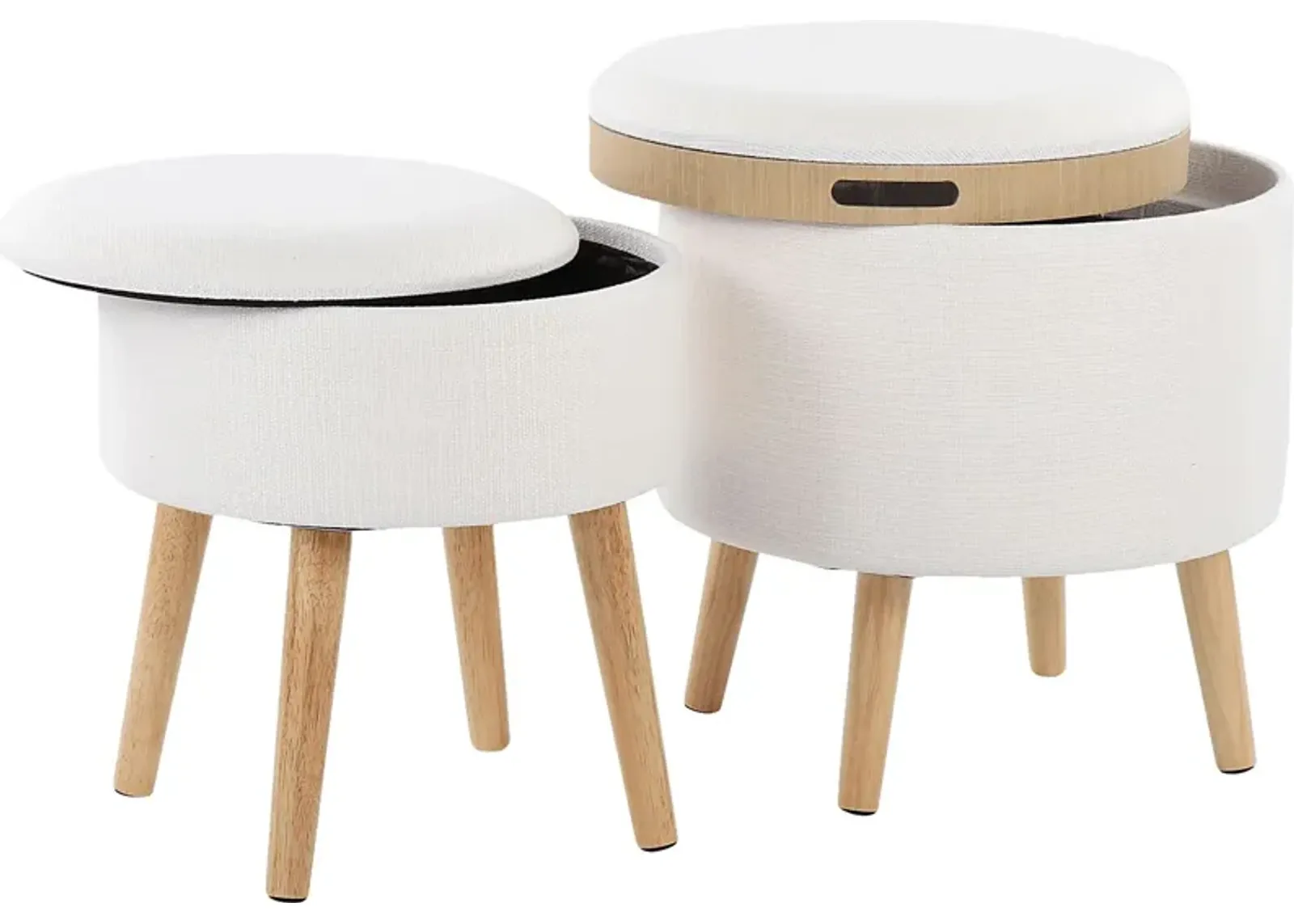 Leverde White Ottoman, Set of 2