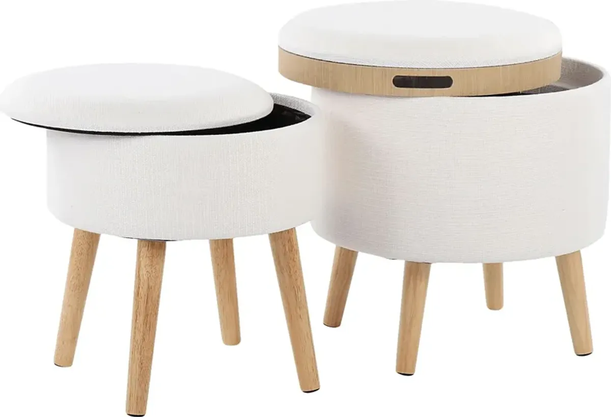 Leverde White Ottoman, Set of 2