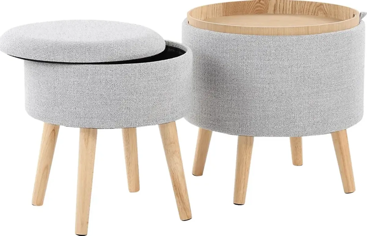 Leverde Light Gray Ottoman, Set of 2