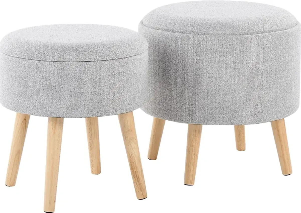 Leverde Light Gray Ottoman, Set of 2