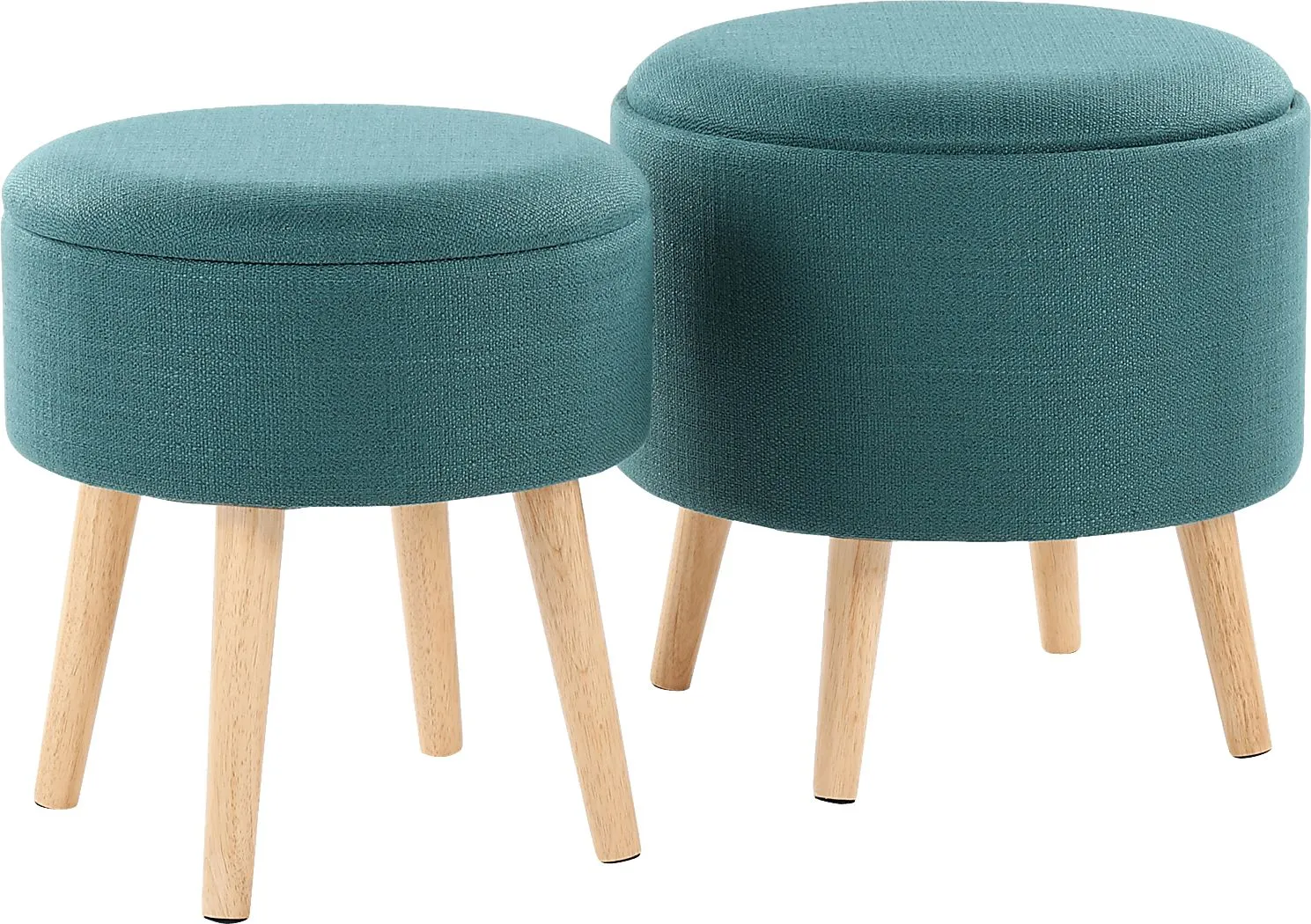 Leverde Teal Ottoman, Set of 2