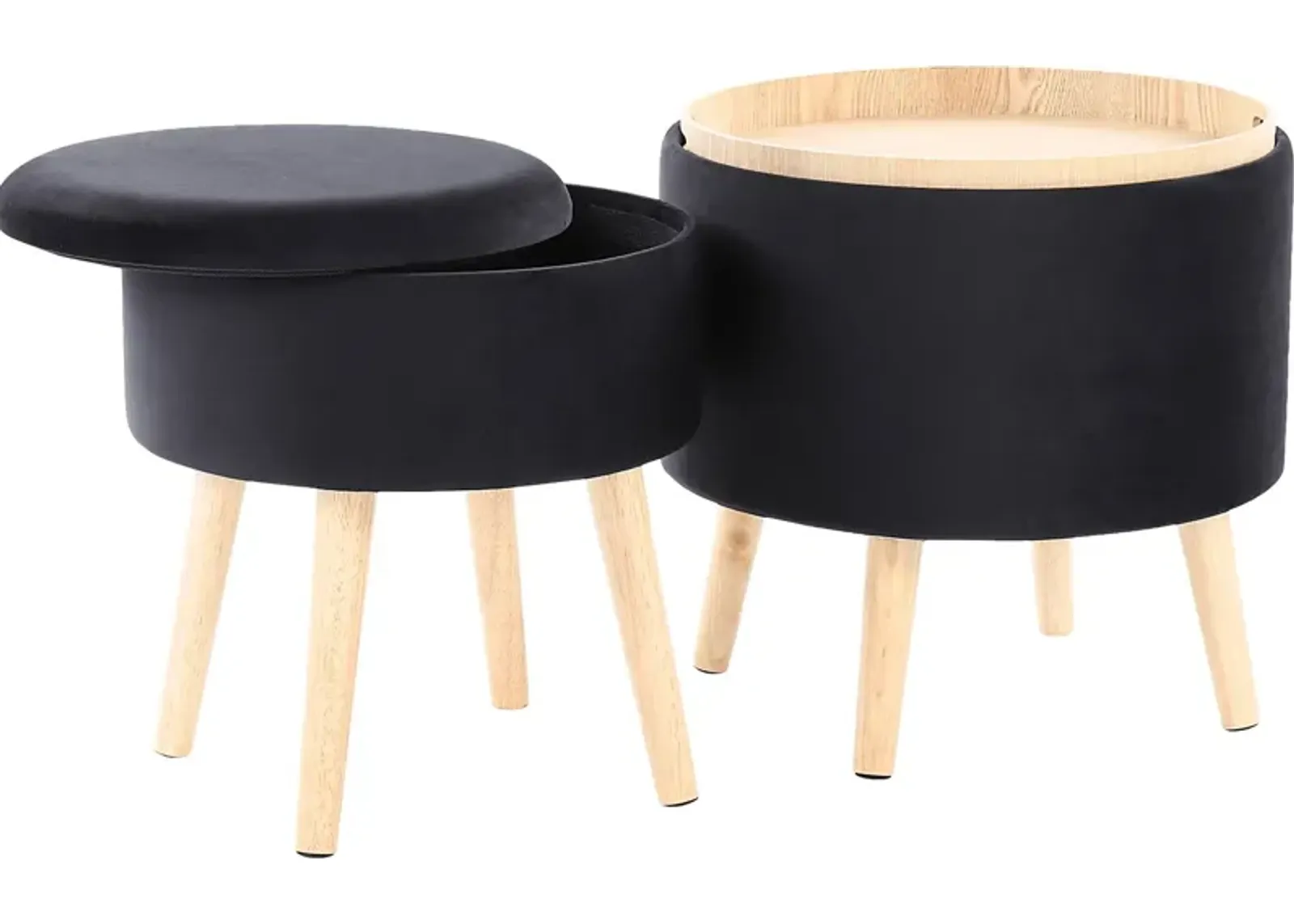 Leverde Black Ottoman, Set of 2