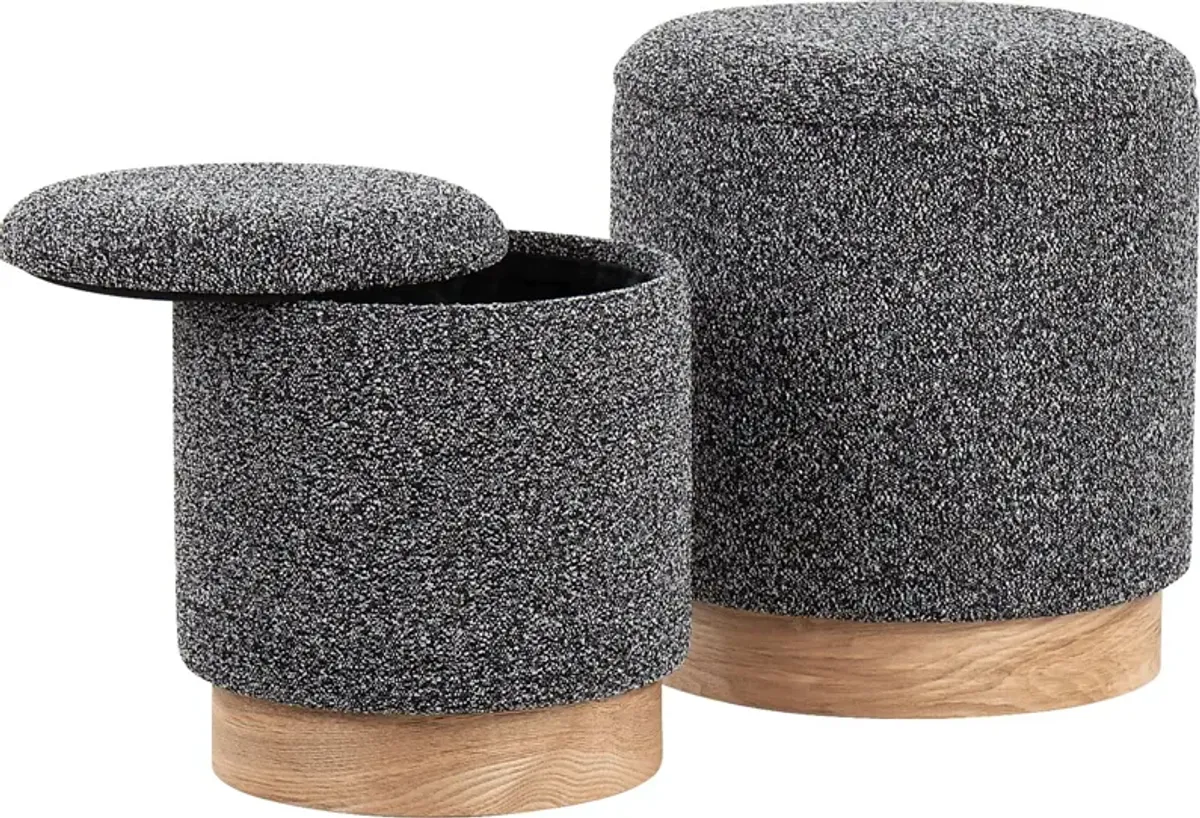 Shimoore Black Nesting Ottoman, Set of 2