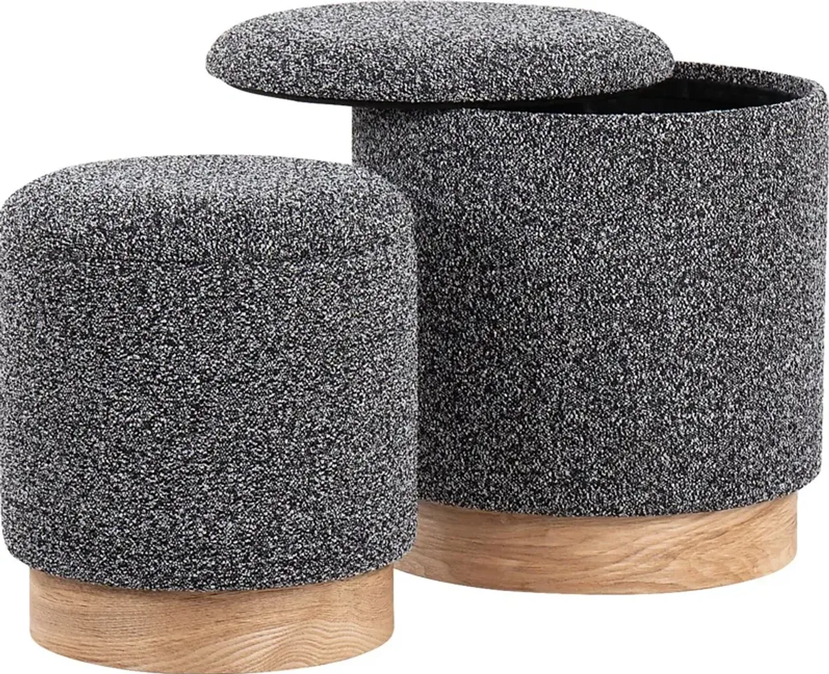 Shimoore Black Nesting Ottoman, Set of 2