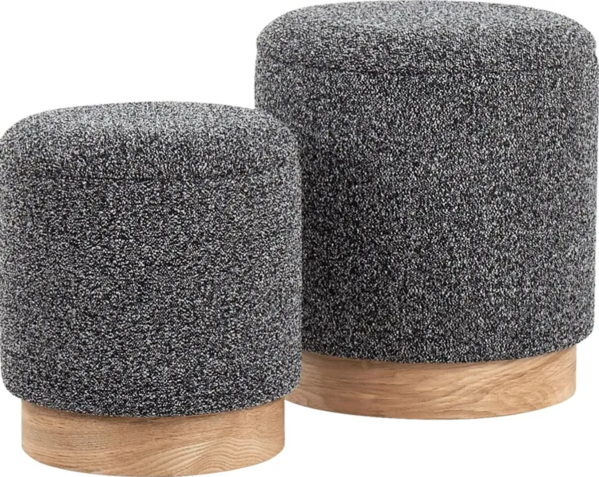 Shimoore Black Nesting Ottoman, Set of 2