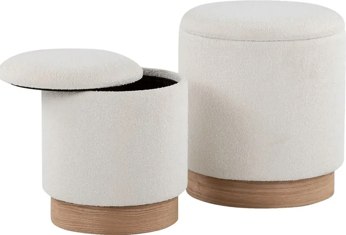 Shimoore Cream Nesting Ottoman, Set of 2