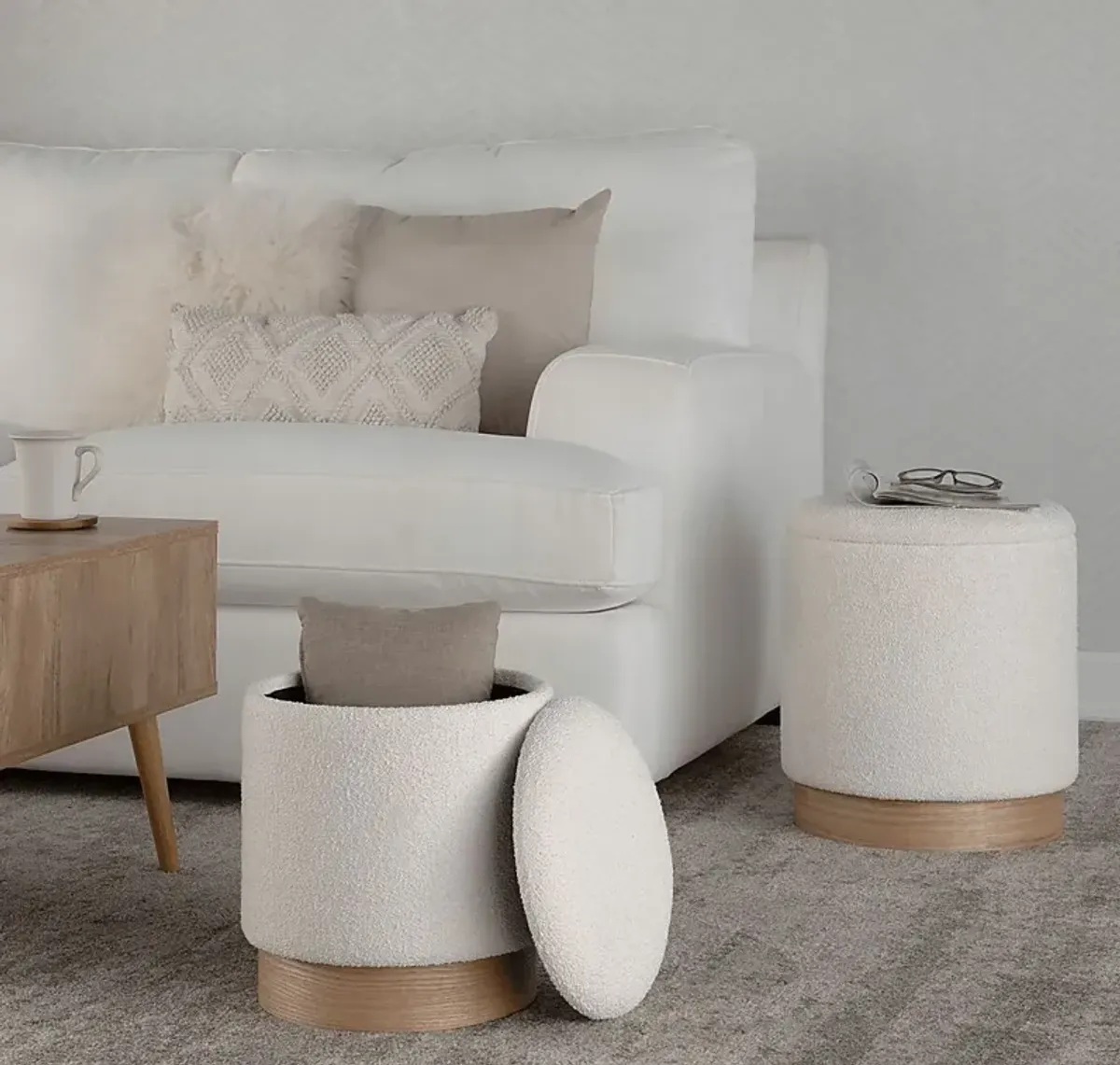 Shimoore Cream Nesting Ottoman, Set of 2