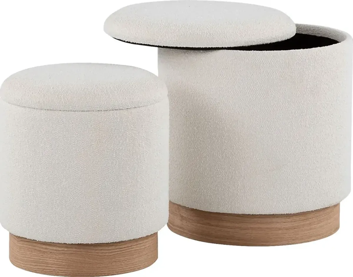 Shimoore Cream Nesting Ottoman, Set of 2