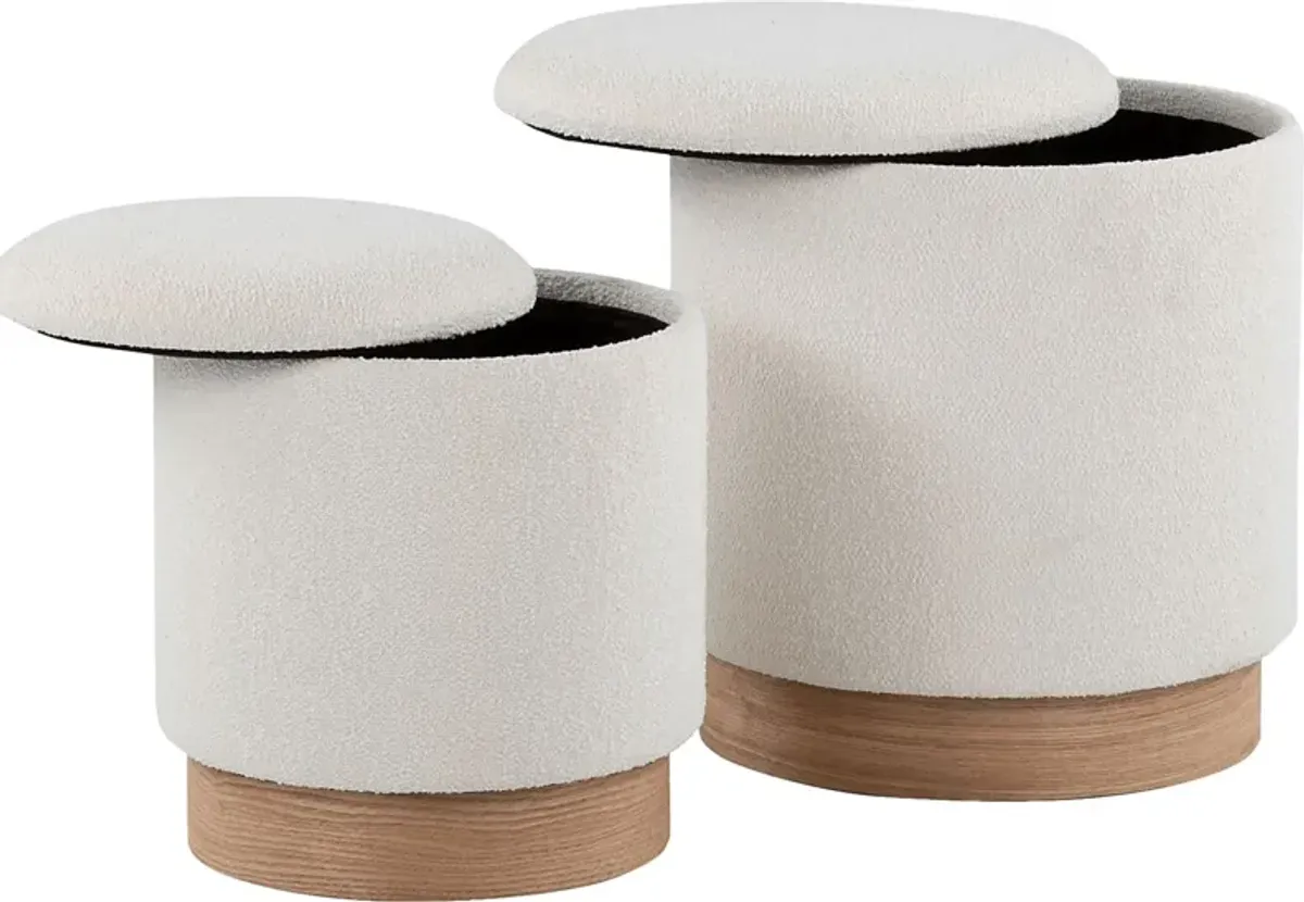 Shimoore Cream Nesting Ottoman, Set of 2