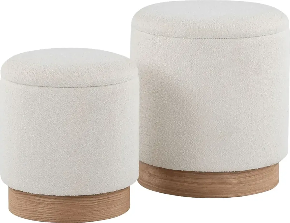 Shimoore Cream Nesting Ottoman, Set of 2