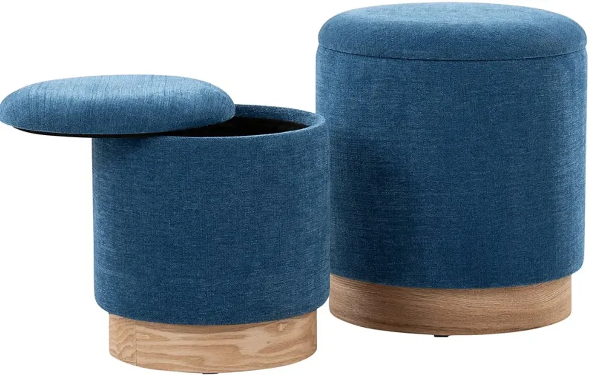 Poulnot Blue Ottoman, Set of 2