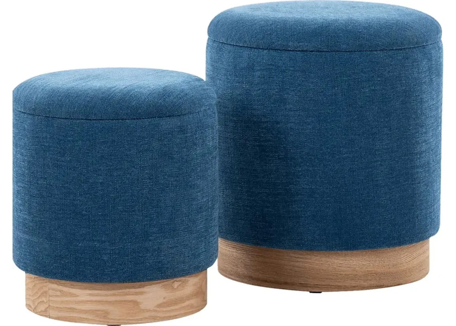 Poulnot Blue Ottoman, Set of 2