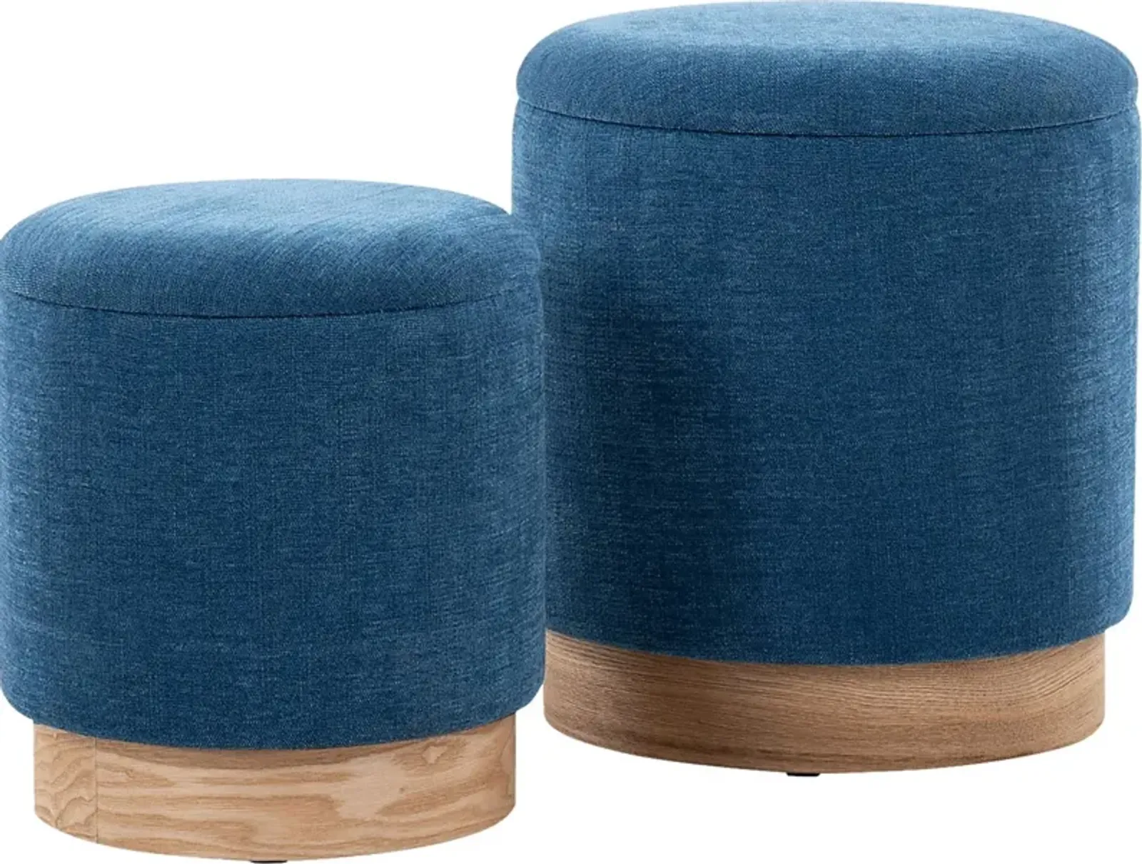 Poulnot Blue Ottoman, Set of 2