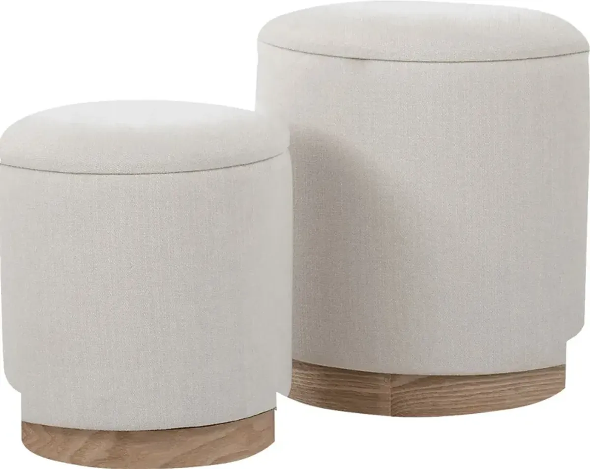 Poulnot Cream Ottoman, Set of 2