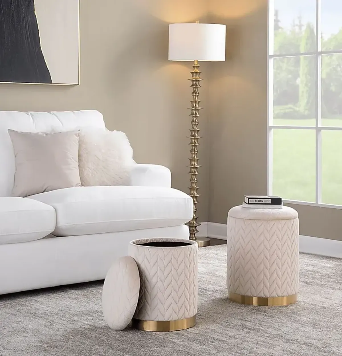 Parsonage Cream Ottoman, Set of 2