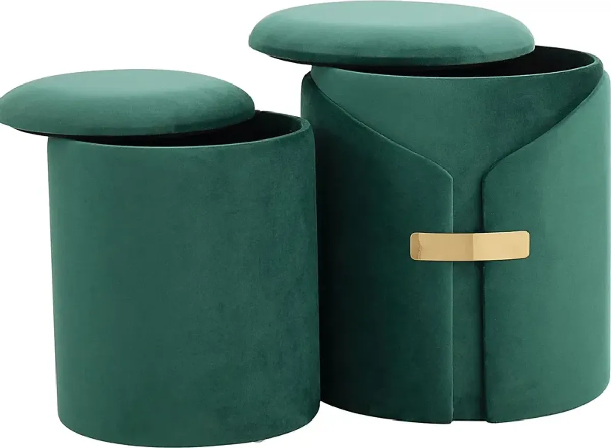 Atholgate Green Ottoman, Set of 2