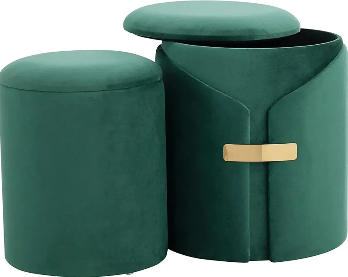 Atholgate Green Ottoman, Set of 2