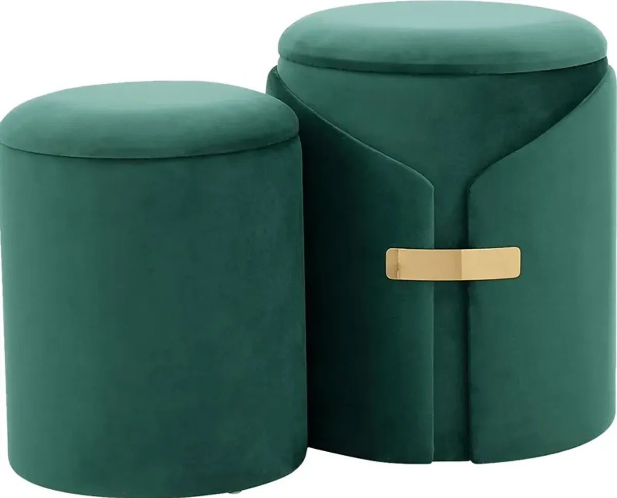 Atholgate Green Ottoman, Set of 2