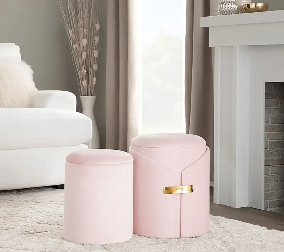 Atholgate Blush Ottoman, Set of 2