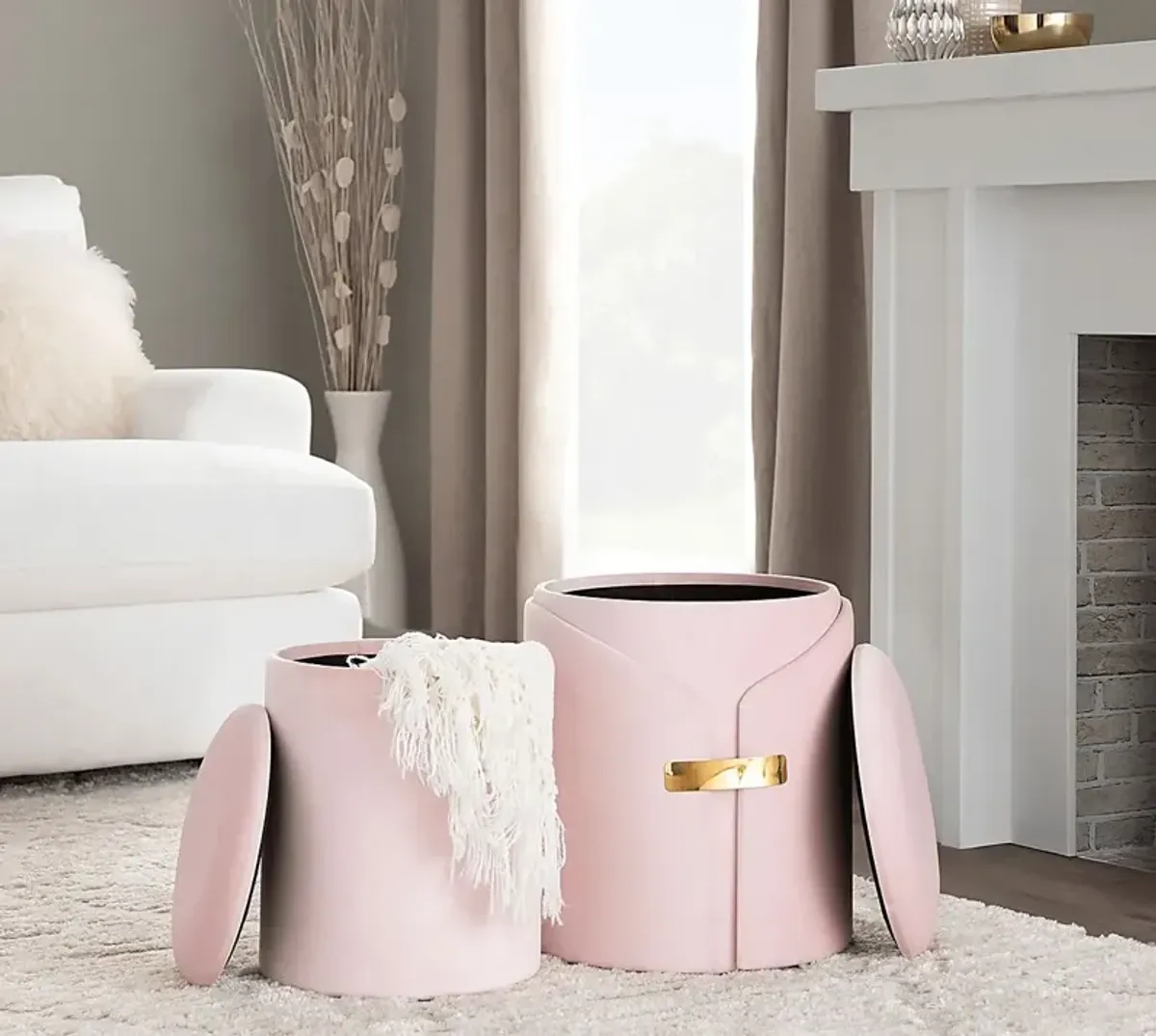 Atholgate Blush Ottoman, Set of 2