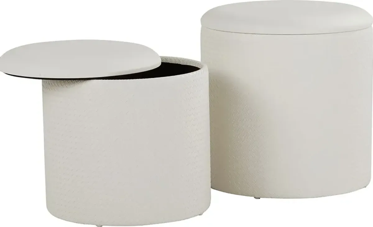 Clarinth Cream Ottoman, Set of 2